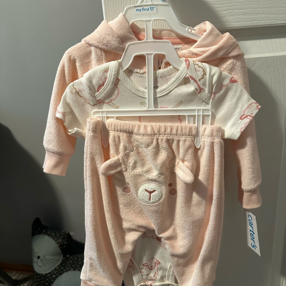 Carter's Pink Bear Hoodie and Bodysuit Set